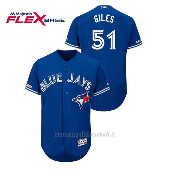 Maglia Baseball Uomo Toronto Blue Jays Ken Giles 150th Aniversario Patch Autentico Flex Base Blu